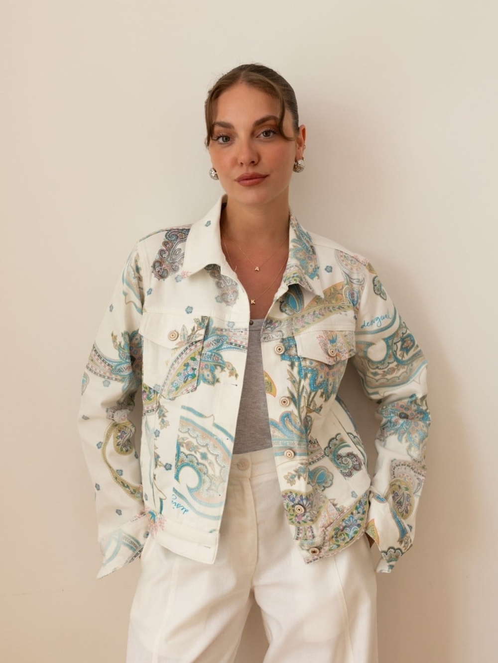 Desigual Slim Paisley Jean Jacket (Style Code: 21SWED39)